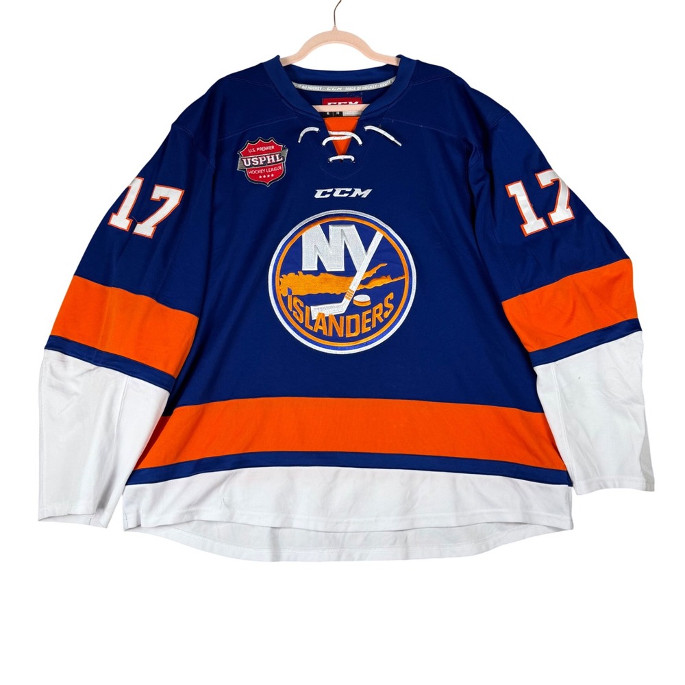 CCM New York Islanders USPHL Hockey Jersey Mens XL Blue Neal 17 Lace Up